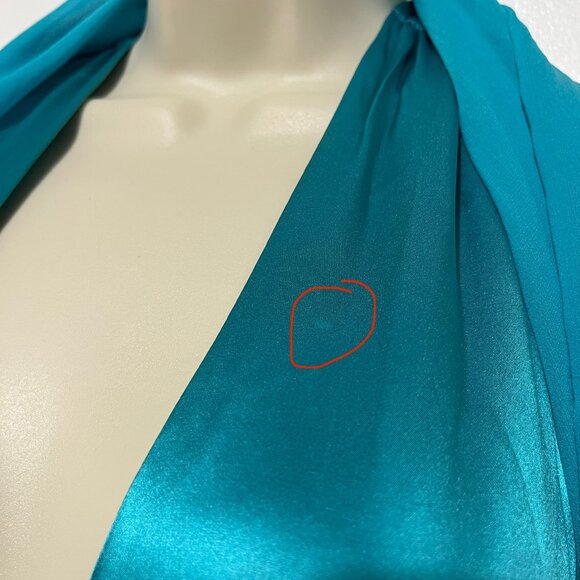 Papell Boutique 100% Silk Halter Dress Sz 6P Blue Y2K Gala Party Event Babydoll - Picture 9 of 11